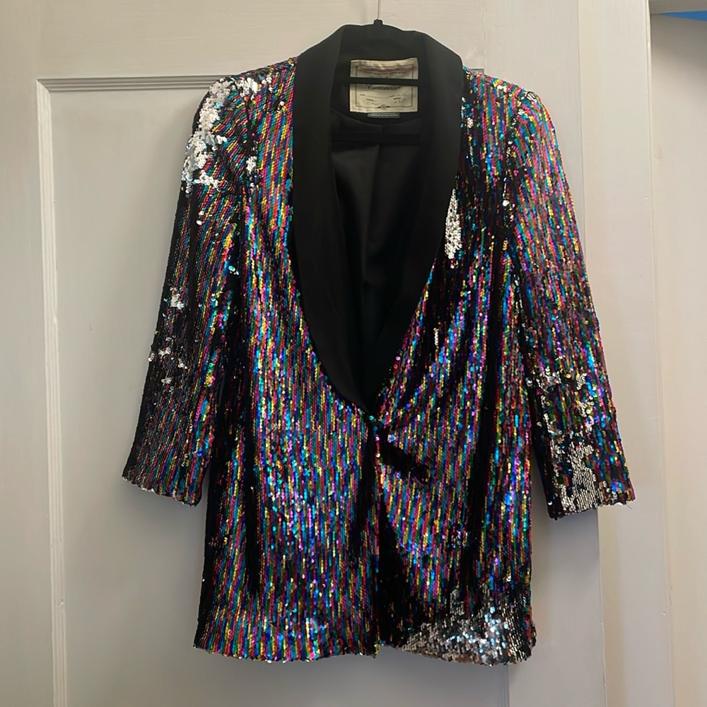 Anthropologie Sequin Blazer Jacket - Black